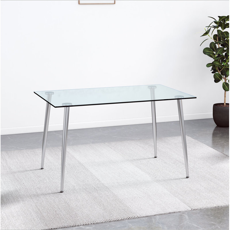 Ensemble de table et de chaises: table de salle à manger en verre, ensemble de chaises de salle à manger, 4 chaises de salle à manger grises et 1 table de salle à manger. Dimensions de la table: l 51 po x P 31,5 po x H 30 po. H1151S00428