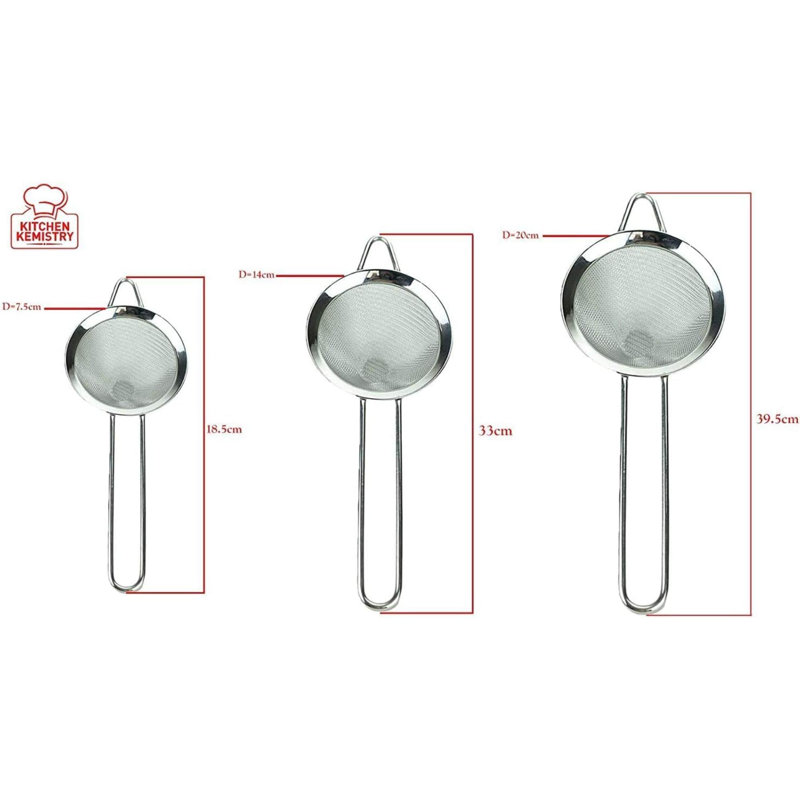Crépine avec poignée de luxe en acier inoxydable, ensemble de 3 pièces, H 8,5 po x l 11 po x P 12 po