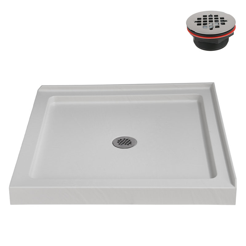 Streamline 36 in. x 36 in. Corner Acrylic Shower Base in Matte White with Center Drain, Drain Included, Matte White