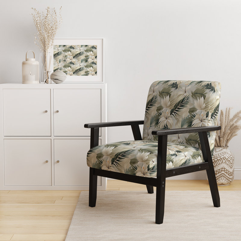 Fauteuil rembourré d'appoint tropical D, Motif tropical bord de mer abstrait