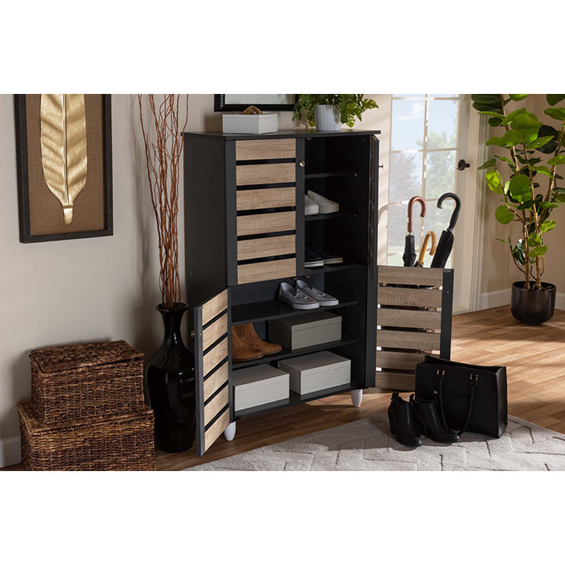Armoire de rangement pour chaussures 18 paires Adamstown, Chêne / Gris foncé