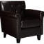 Fauteuil club confortable en cuir reconstitué brun avec assise rembourrée