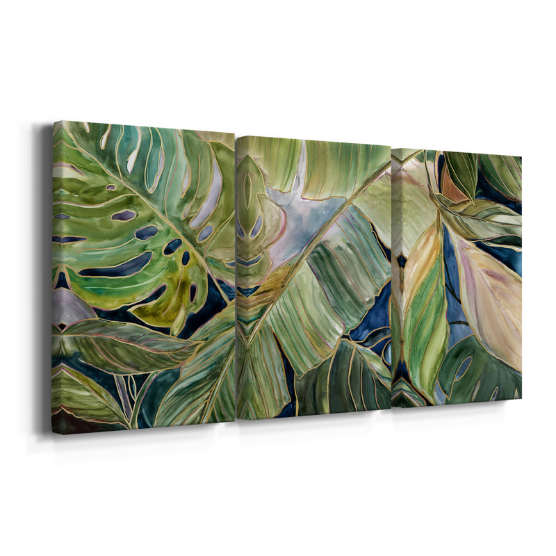 " Sun Tipped Tropicals " 3 - Pieces, 27" H x 54" W x 1" D