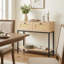 Console d'entrée en rotin Boho avec 2 tiroirs de rangement en rotin tissé et tablette ouverte
