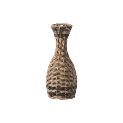 Vase 11,4 po tissé à la main en faux rotin, espresso bicolore et vase décoratif en osier naturel pour Boho Coastal Farmhouse Home Decor