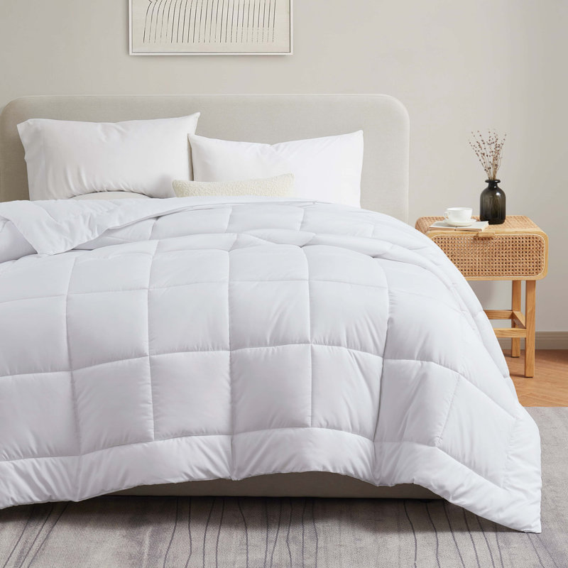 All Season Solid Down Alternative Comforter, White, Oversized King Comforter