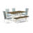 6 Piece Dining Table Set Contains a Rectangle Dining Room Table and 4 Baby Blue Linen Fabric Parson Chairs with a Bench, linen white -85265041-85265035