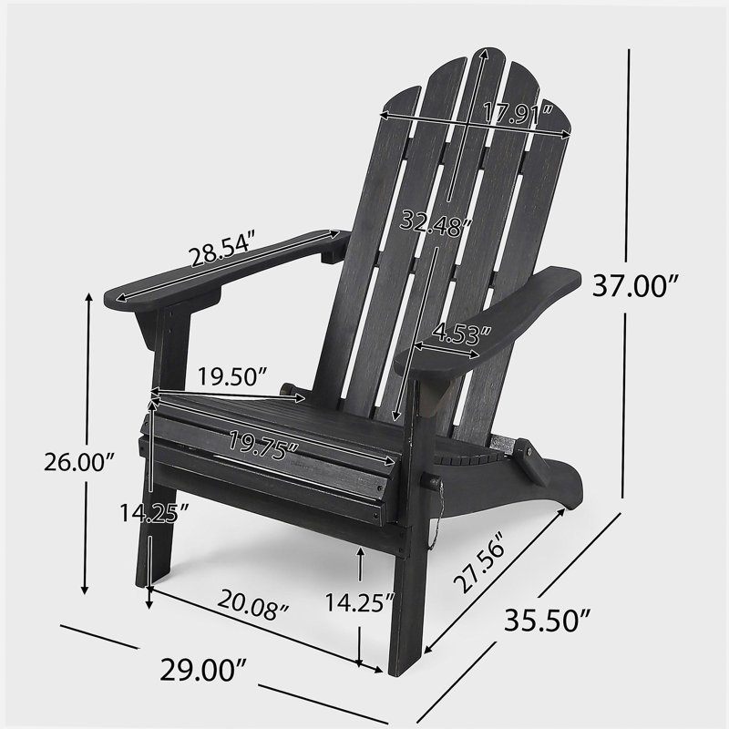 Hollywood Foldable Adirondack Chair, Dark Gray