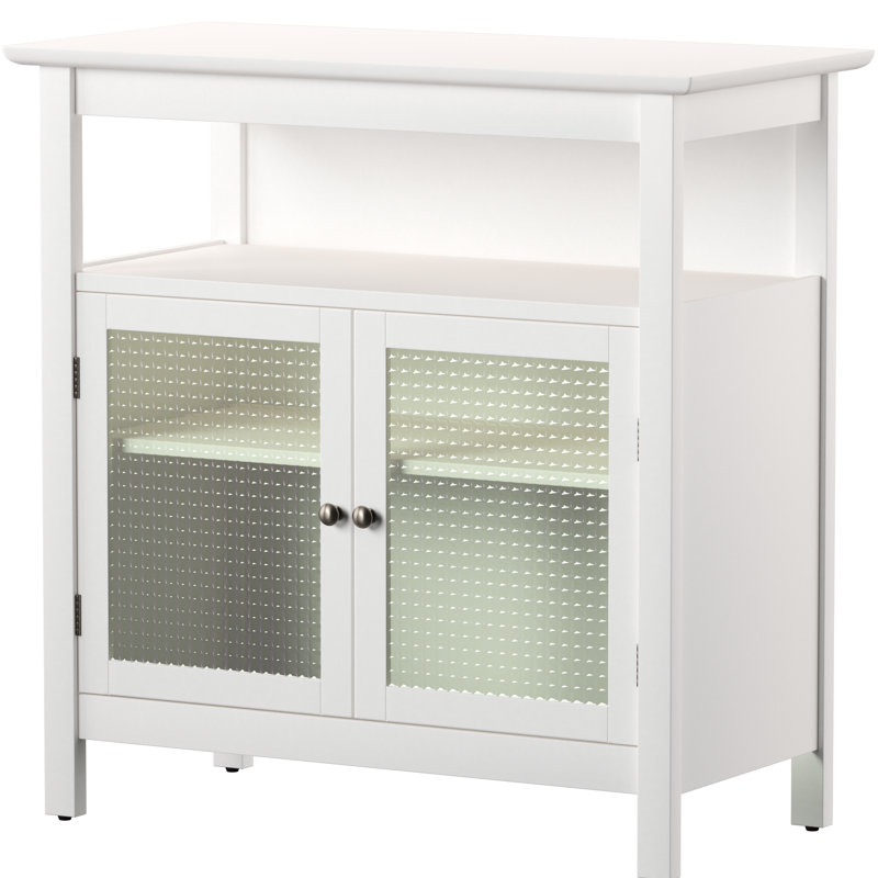 Buffet de cuisine en bois avec portes en verre Ahriel