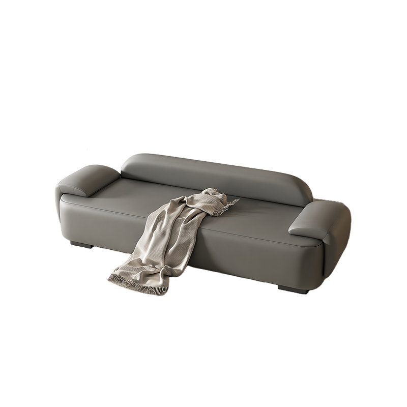 Muns Leather Match Upholstered Bench, Gray