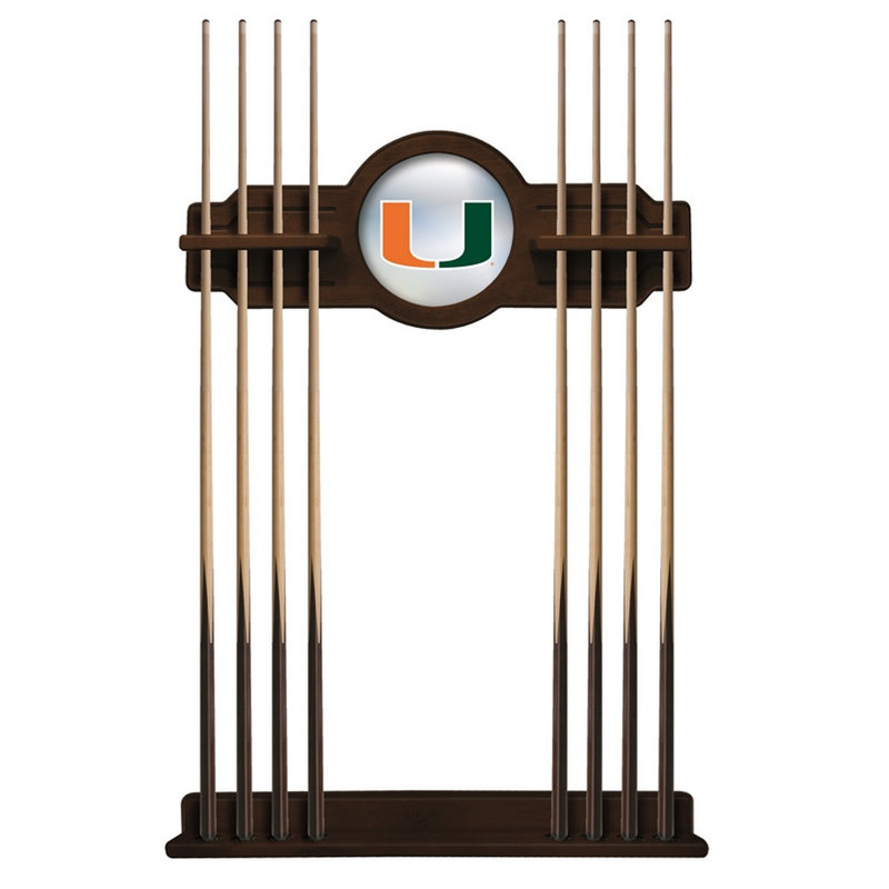 NCAA Holland Bar Stool Wood Pool Cue Rack, Southwestern, Miami (FL) Hurricanes