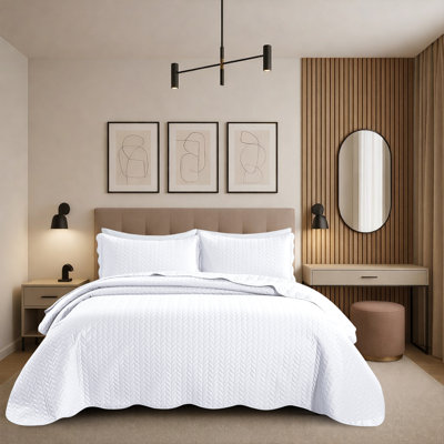 Modern Embossed Microfiber Twin Quilt Set