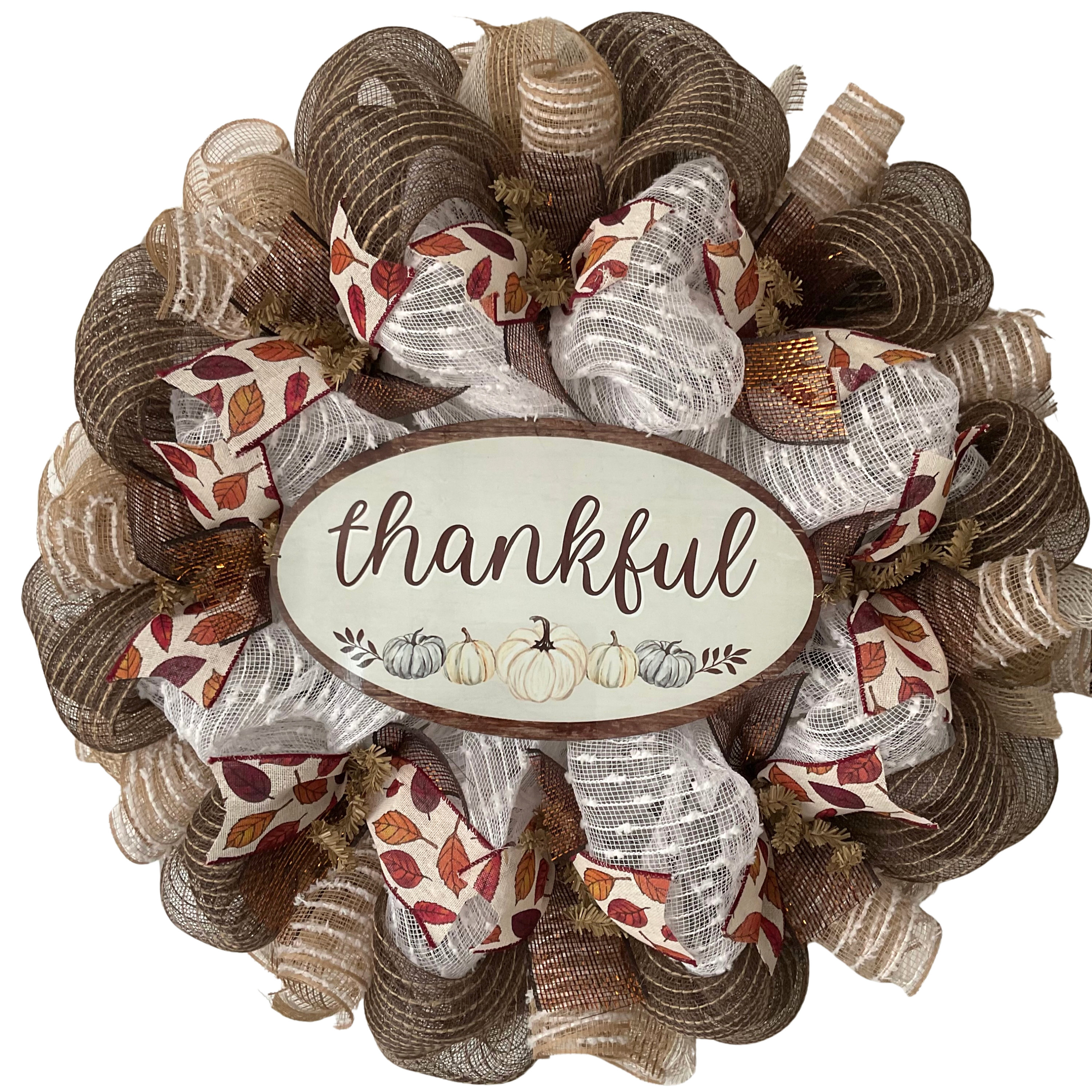 The Holiday Aisle® Thanksgiving Wreath with Thankful Accent & Reviews | Wayfair