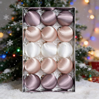 15Pcs/Set 3.2Inch Stained Christmas Ball Pendant Christmas Tree Decoration