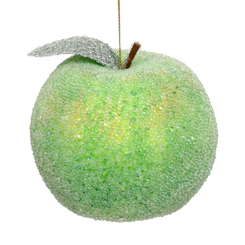 Frosted Green Apple Ornament, 3 Inches