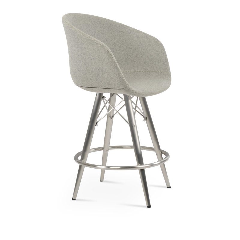 Tabouret de bar Tribeca, Acier inoxydable, Tabouret de bar (siège d'une hauteur de 28 po), Laine argentée