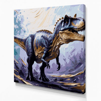 Dinosaur Torosaurus Purple Canvas Wall Art