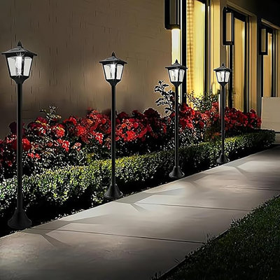 4 Pack 40-inch Solar Post Lights Outdoor, Led Landscape Lights With Auto Dusk To Dawn, Waterproof For Patio, Yard, Pathway, Driveway