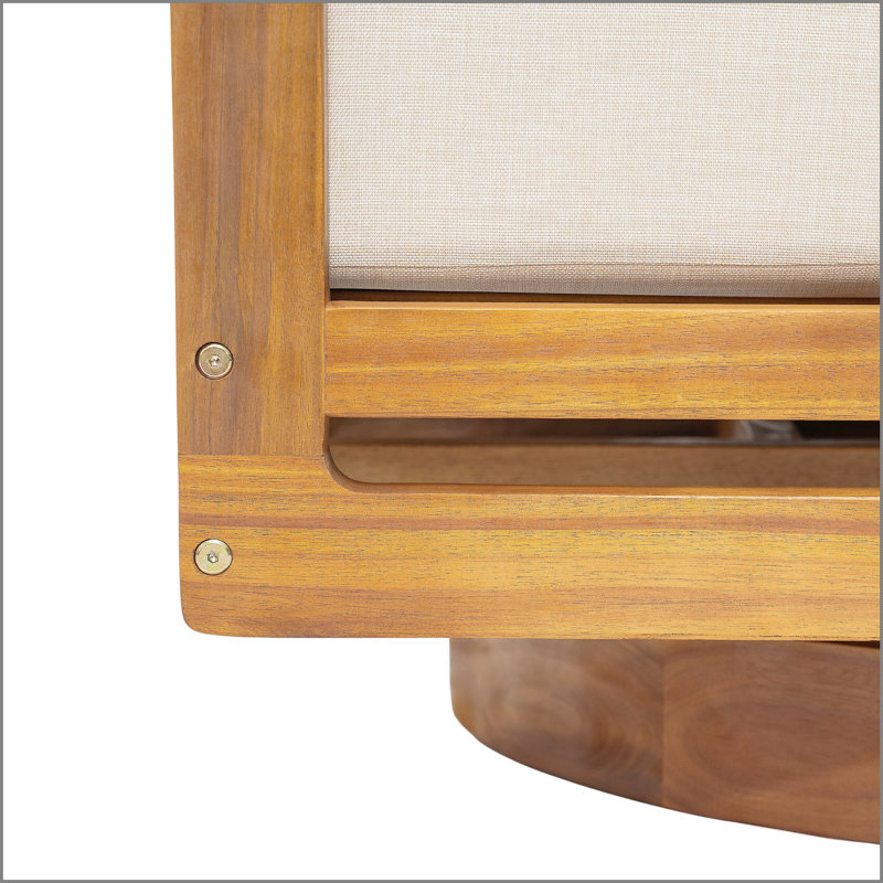 Méridienne d'extérieur pivotante, finition teck avec coussin beige