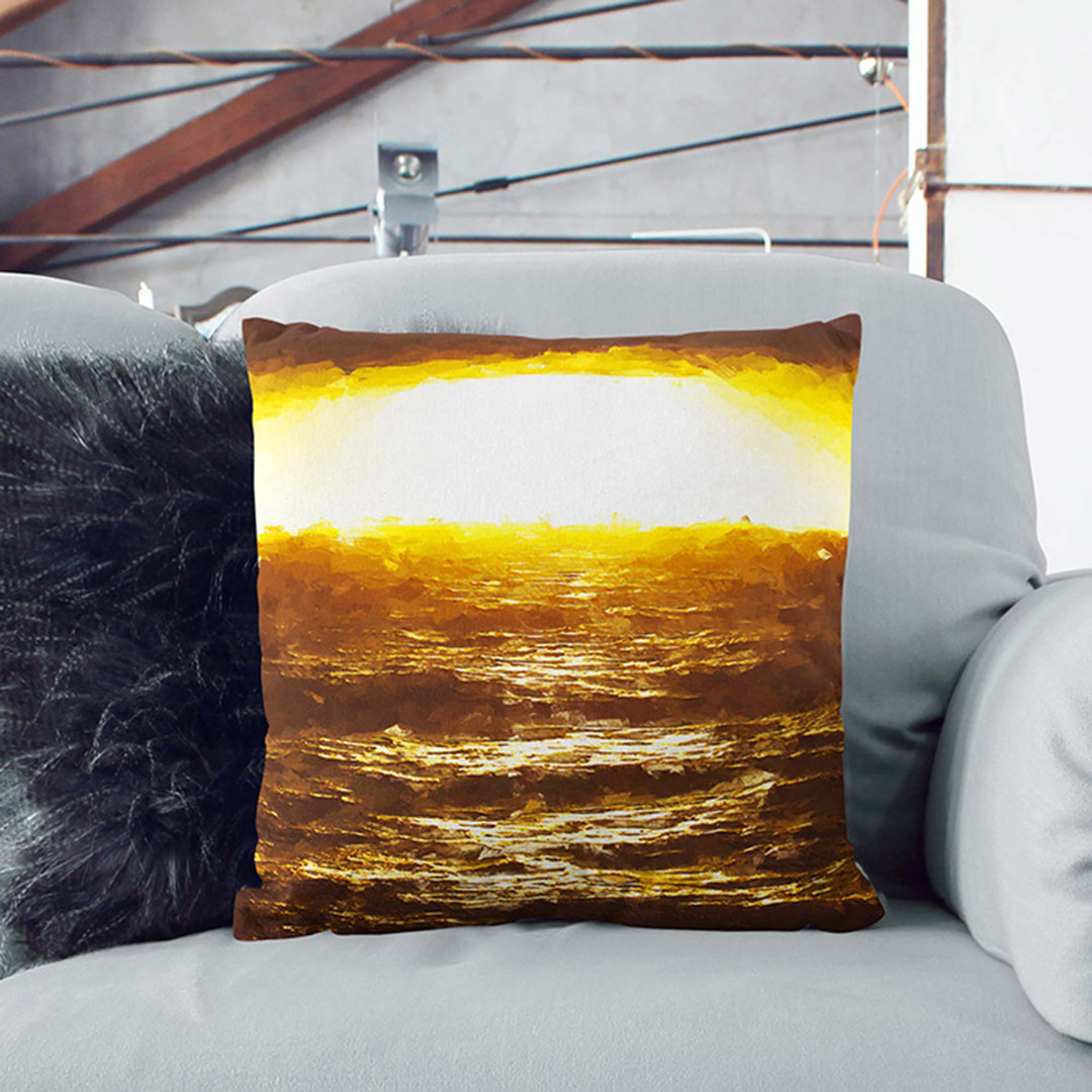 Sun over the Ocean in Abstract Cushion with Filling