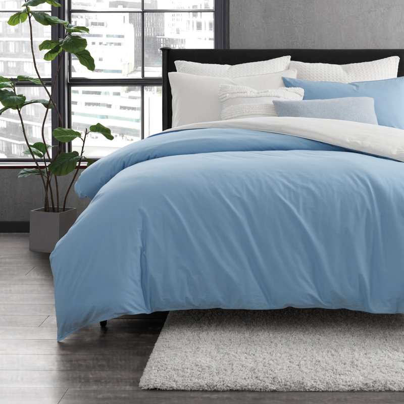 Ensemble d'édredon grand réversible Dkny, Édredon pour grand lit + 2 taies décoratives, Bleu