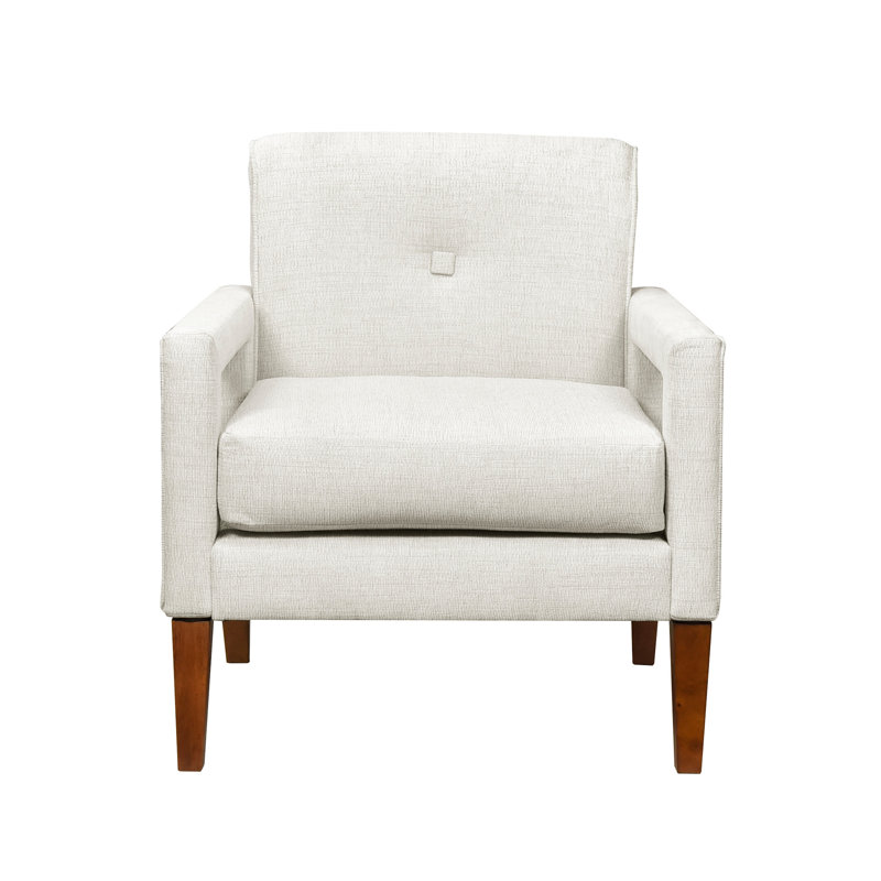 Fauteuil rembourré en chenille beige avec structure, coussin réversible et capacité de 300 lb pour le coin lecture ou la chambre à coucher Rembourrage contemporain en mousse de bois massif sur ressorts ensachés, housse de coussin de siège