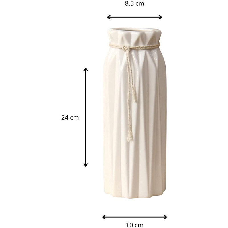Vase de table 1 pièce en céramique blanche 9,4 po Roban