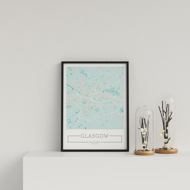 City Location Ordnance Map Blue Glasgow by Vouvart - Single Picture Frame Print