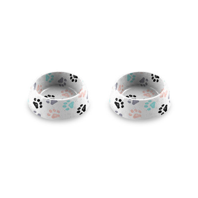 Retro Paw Print Melamine Pet Bowl