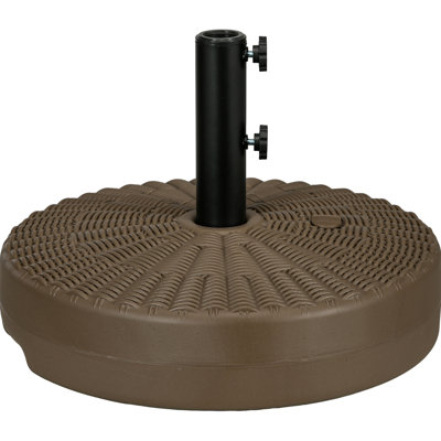 64 lb Base de parasol remplissable avec porte-parapluie en acier, support de parasol rond pour poteaux de parasol de 1,5 po ou 2 po, robuste pour l'extérieur, pelouse, terrasse, bord de piscine