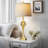 Modern 30'' Gold Table Lamp Set with USB & Type-C Ports, Oatmeal Linen Shade-1990468133