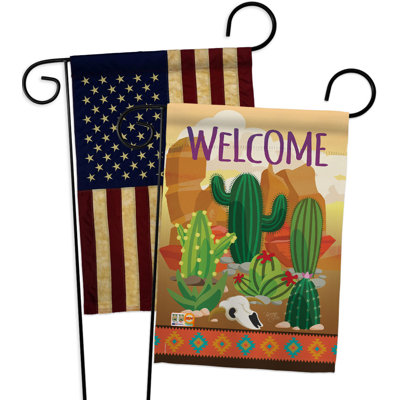 Drapeau de jardin en polyester cactus 2 côtés 1 pi 5 po x 1 pi