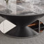 Ensemble de tables basses rondes en contreplaqué gris et acier inoxydable-130543604