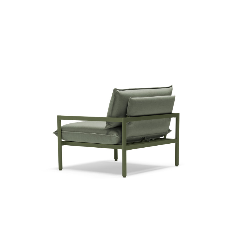 Olive Aluminum Outdoor Lounge Chair with Cushions