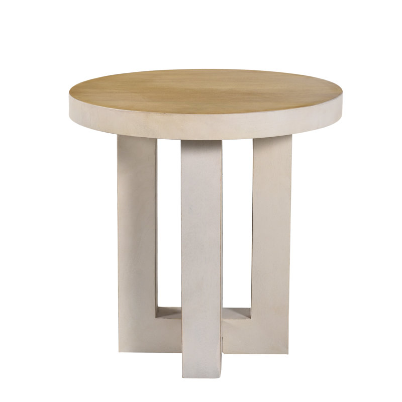 Table d'appoint Contemporary, Blanc, Bois jaune moyen