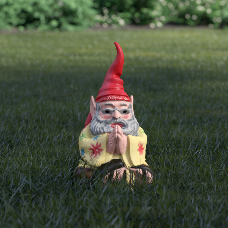 Peaceful Hippie Gnome Meditating Outdoor Garden Statue
