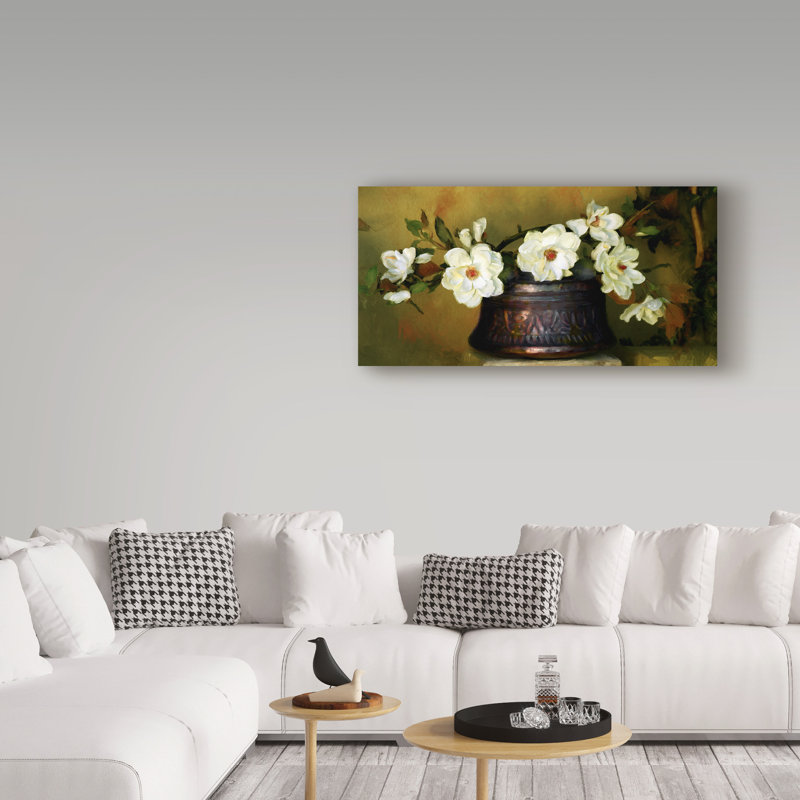 «Magnolias» de Vilho, impression sur toile tendue, H 10 po x l 19 po x P 2 po