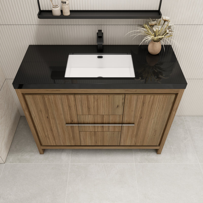 Enhaut 48" Single Bathroom Vanity Set, Natural Oak