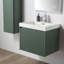 Meuble-lavabo flottant avec lavabo mural en bois avec dessus en acrylique, façade cannelée, porte à fermeture en douceur et rangement moderne Luziano-87851029