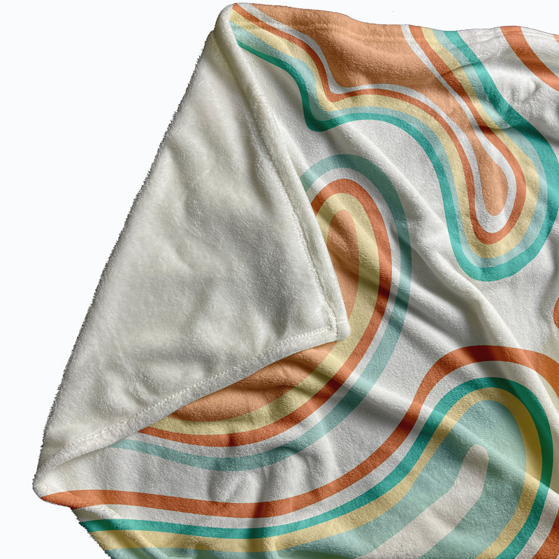Beach Vacation Throw Blanket, 50" L x 60" W x 0.5" D, Peach