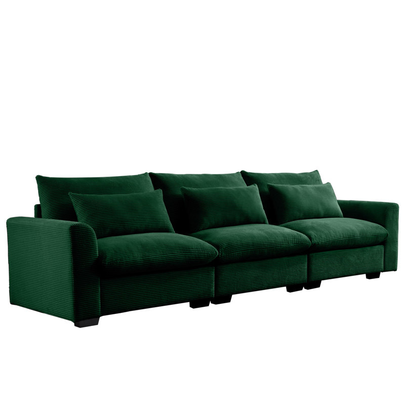Velours côtelé profond 3 places pour les loisirs - enveloppé dans un salon confortable et confortable, avec coussins, facile à assembler
