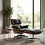 Méridienne rembourrée en cuir de polyuréthane de style Mid-Century avec repose-pieds, structure en bois massif, base en alliage d'aluminium robuste pour le bureau à domicile et le salon-1157644770-1141462698