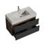 Meuble-lavabo 36 po en noyer avec lavabo en quartz noir mat et tiroirs noir doux, meuble-lavabo mural flottant pour salle de bain moderne, lavabo une pièce noir mat, KD-117090522