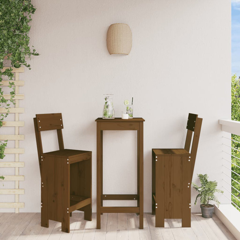 Agustine Solid Wood Counter Stool, Brown