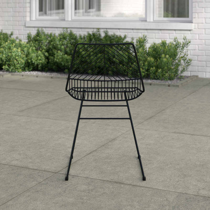 Kamini Patio Dining Side Chair, Black