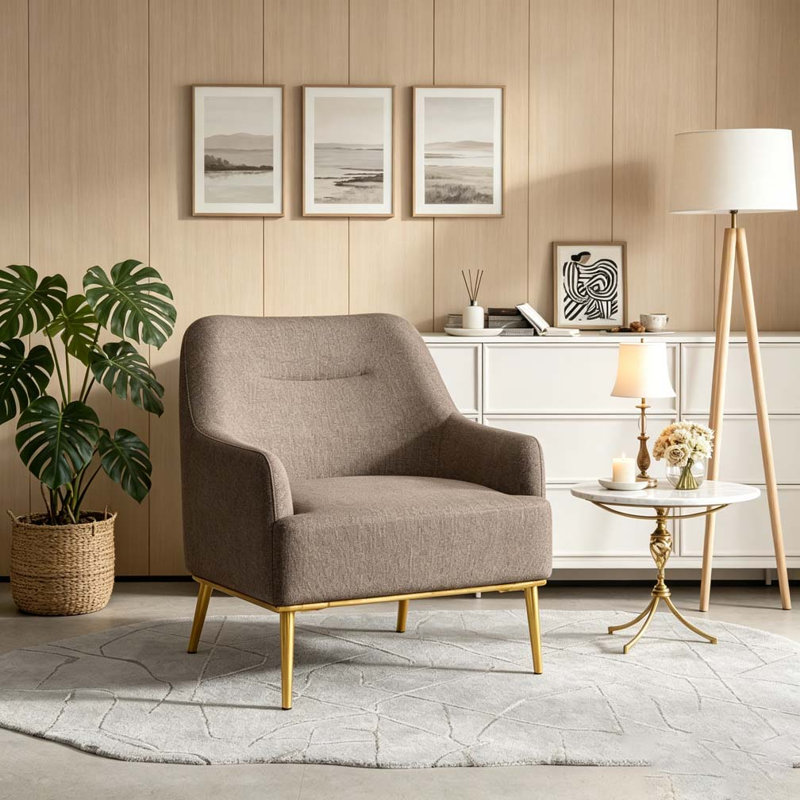 Chaise d'appoint moderne avec fauteuil rembourré, Brown