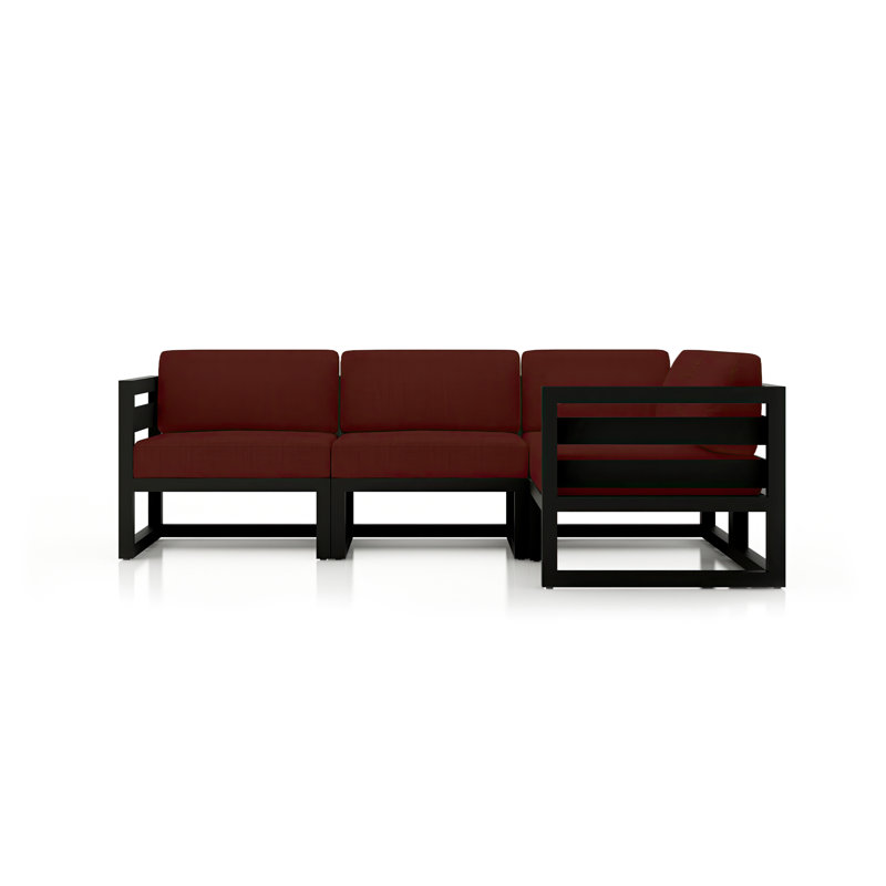 Avion 4 Piece Sectional Set, Canvas Henna Sunbrella® Canvas, Black