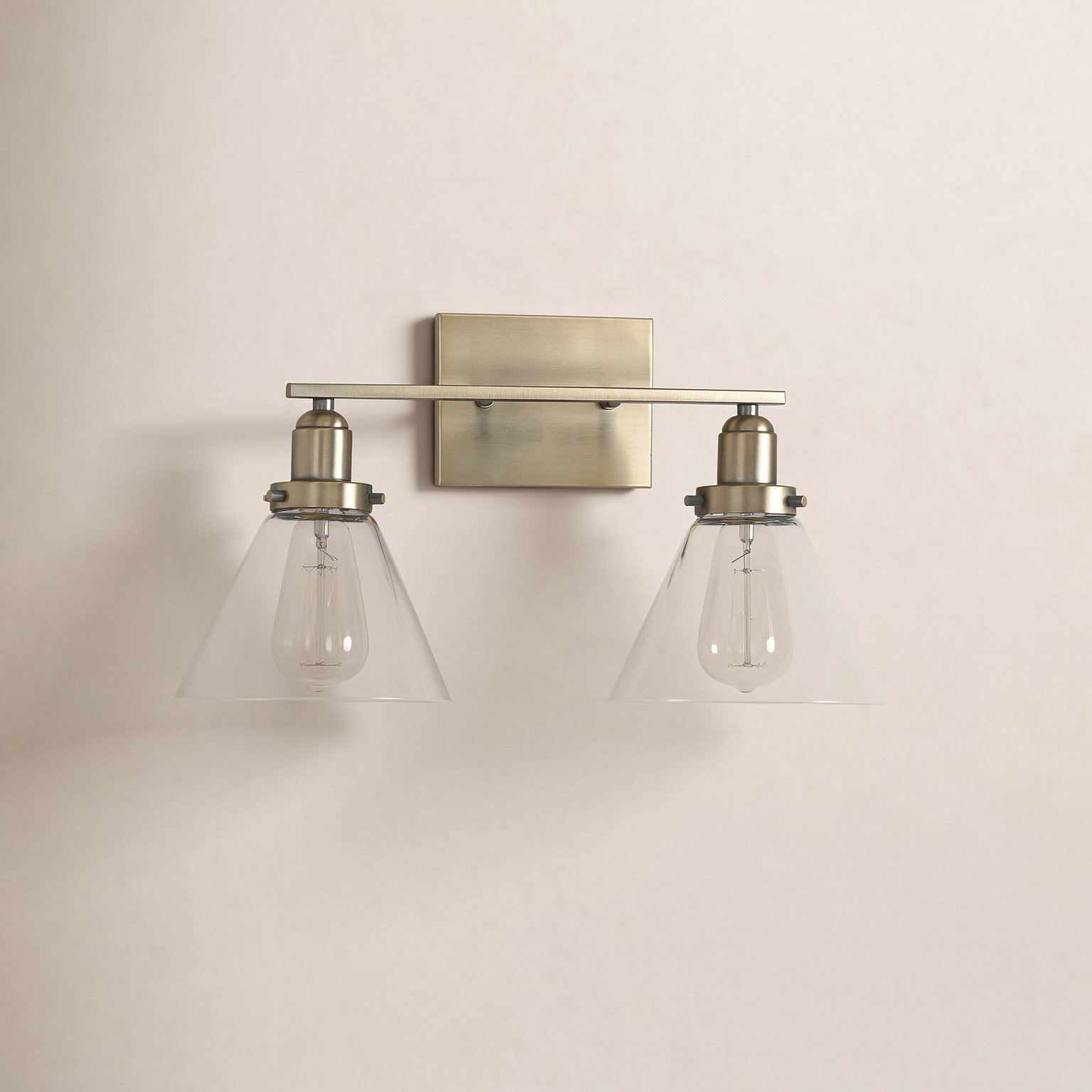 Catalina 2-Light Dimmable Vanity Light, Warm Brass