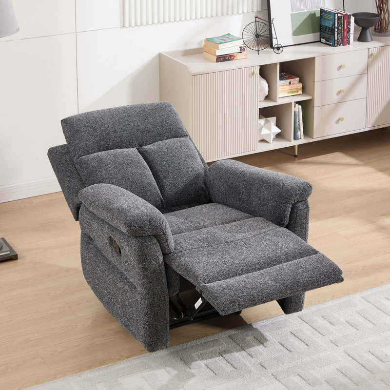 Fauteuil inclinable manuel standard de 34,3 po de largeur avec accoudoirs ergonomiques, Mélange de polyester gris foncé