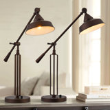 Ensemble de lampes de bureau à intensité variable en métal brun foncé